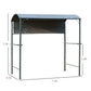 Outsunny 7x4.5ft Outdoor BBQ Gazebo Tent Metal Frame Garden Grill Canopy Sunshade Backyard Portable Shelter with Side Awning 2 Shelves and 5 Hooks Grey