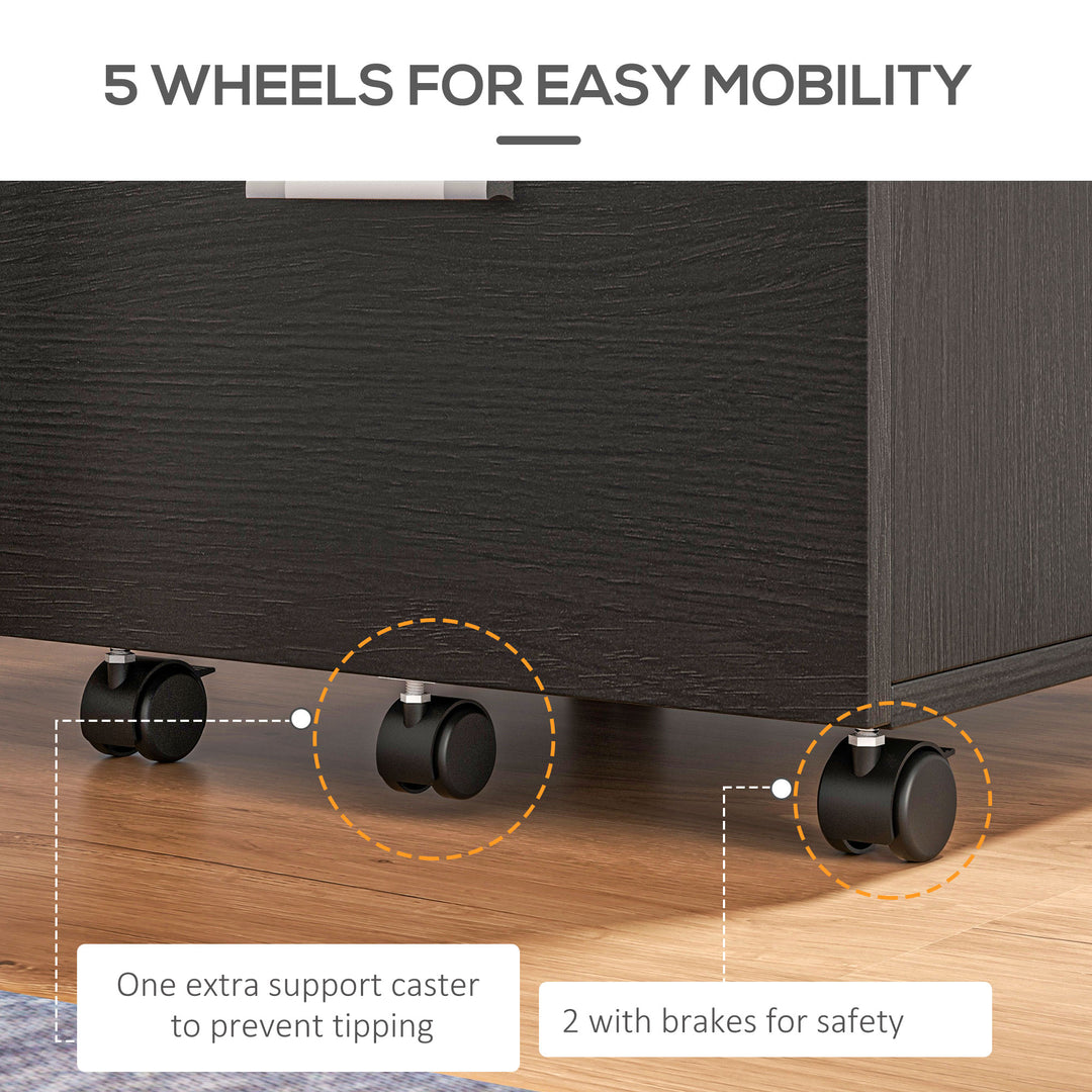 Vinsetto Mobile Filing Cabinet, Vertical File Cabinet with 2 Drawers, Wheels, for Letter or A4 File, Natural