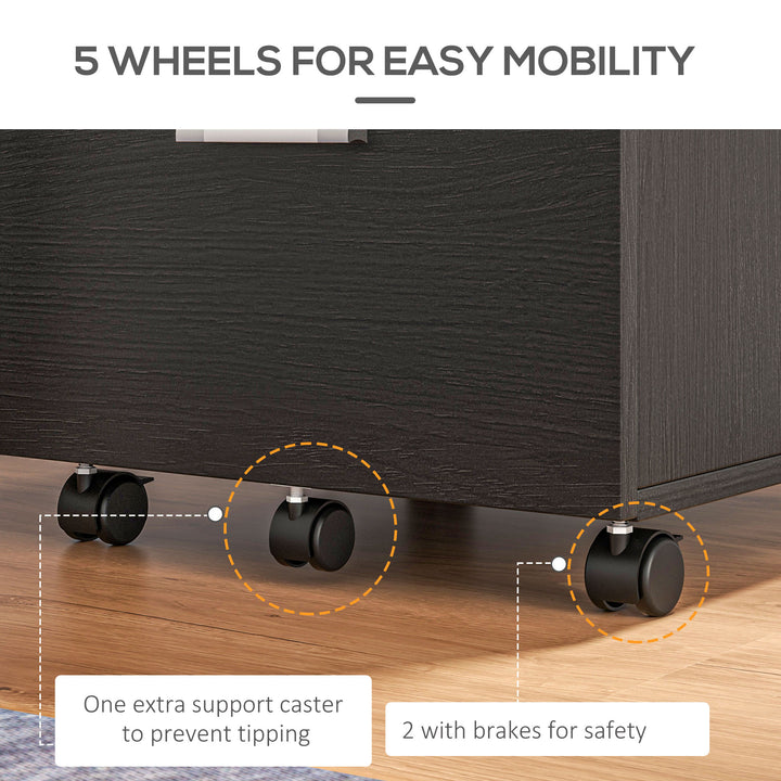 Vinsetto Mobile Filing Cabinet, Vertical File Cabinet with 2 Drawers, Wheels, for Letter or A4 File, Natural