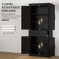 HOMCOM 72" Kitchen Storage Cabinet, Farmhouse Kitchen Pantry Cabinet with 4 Barn Doors, Drawer, Adjustable Shelves, Black
