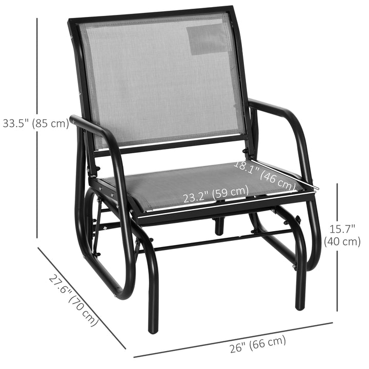 Outsunny Patio Glider with Breathable Mesh Fabric Seat & Backrest, Metal Frame Outdoor Glider Swing Chair with Armrests, Black
