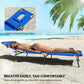 Outsunny Folding Outdoor Lounge Chair, Portable Reclining Beach Lounger with Face Hole, Detachable Pillow, 4-Position Adjustable Backrest, For Patio, Garden, Poolside, Blue