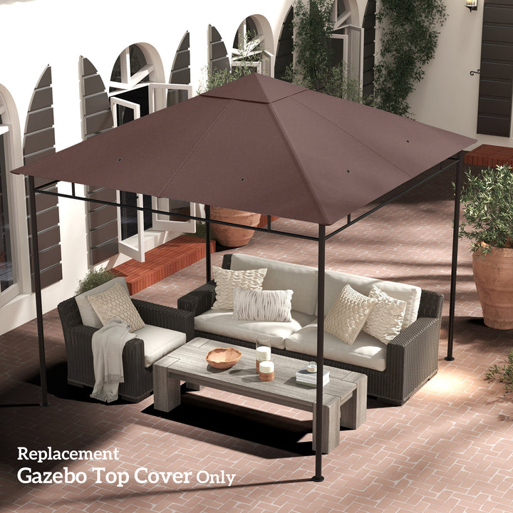 Outsunny 10' x 10' Square Gazebo Canopy Replacement UV Protected Top Cover Sun Shade Coffee