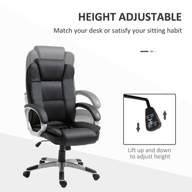Vinsetto High Back Executive Office Chair Adjustable Desk Seat Swivel PU Leather Computer Chair with Padded Armrests