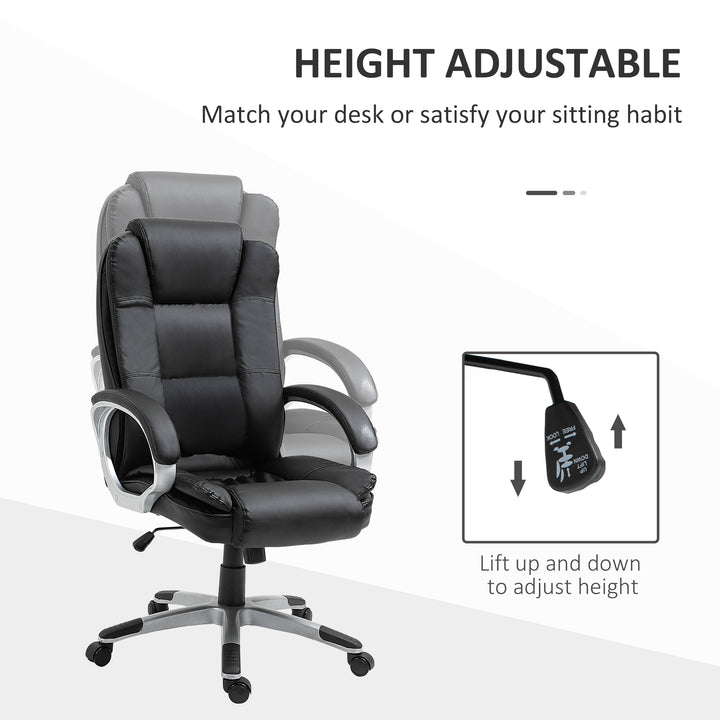 Vinsetto High Back Executive Office Chair Adjustable Desk Seat Swivel PU Leather Computer Chair with Padded Armrests