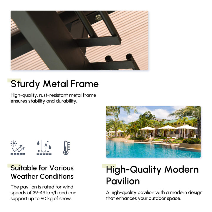 Outsunny 9.8' x 9.8' Garden Aluminium Gazebo Hardtop Roof Canopy Marquee Party Tent Patio Outdoor Shelter with Mesh Curtains & Side Walls, Grey