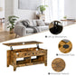 HOMCOM Lift Top Coffee Table with Hidden Storage Compartment and Open Shelves, Lift Tabletop Pop-Up Center Table for Living Room, White