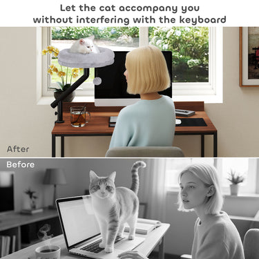 PawHut Cat Desk Bed 360° Rotatable Adjustable Height for Home Office Work Window