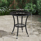 Outsunny Outdoor Rattan Dining Table, Patio Wicker Round Coffee Table with 2-Tier Storage Shelf, Brown