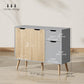 HOMCOM 35" Sideboard Storage Cabinet with Drawer, White and Grey