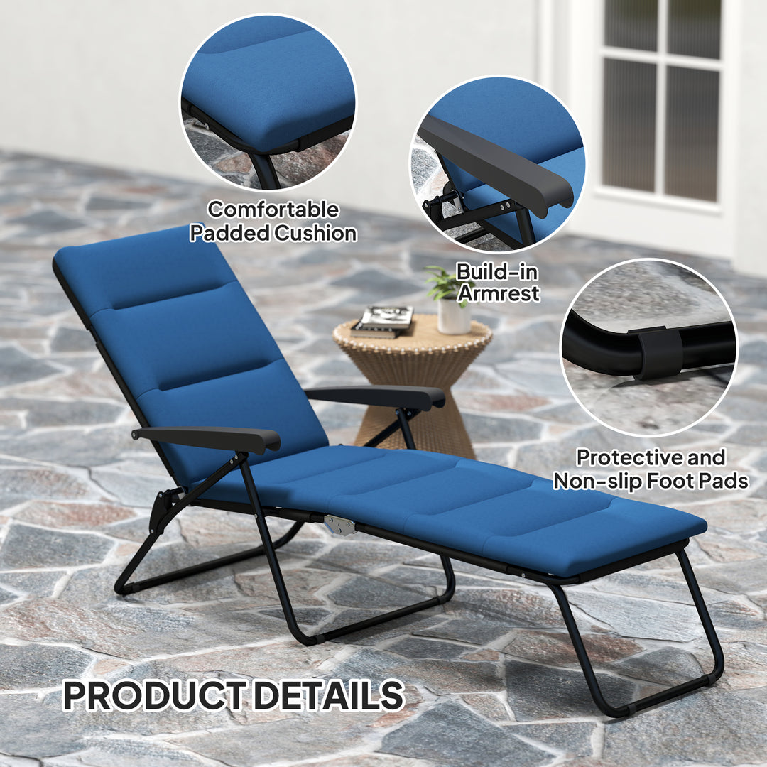 Outsunny Foldable Lounge Chair, Reclining Patio Sun Lounger with 6-Position Adjustable Back, Grey