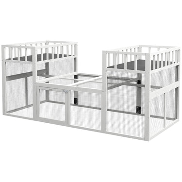 PawHut 7.3' x 3.6' Wooden Chicken Coop Combinable Design with Storage Shelf for 2-4 Chickens, Ducks, Goose, Rabbits, White