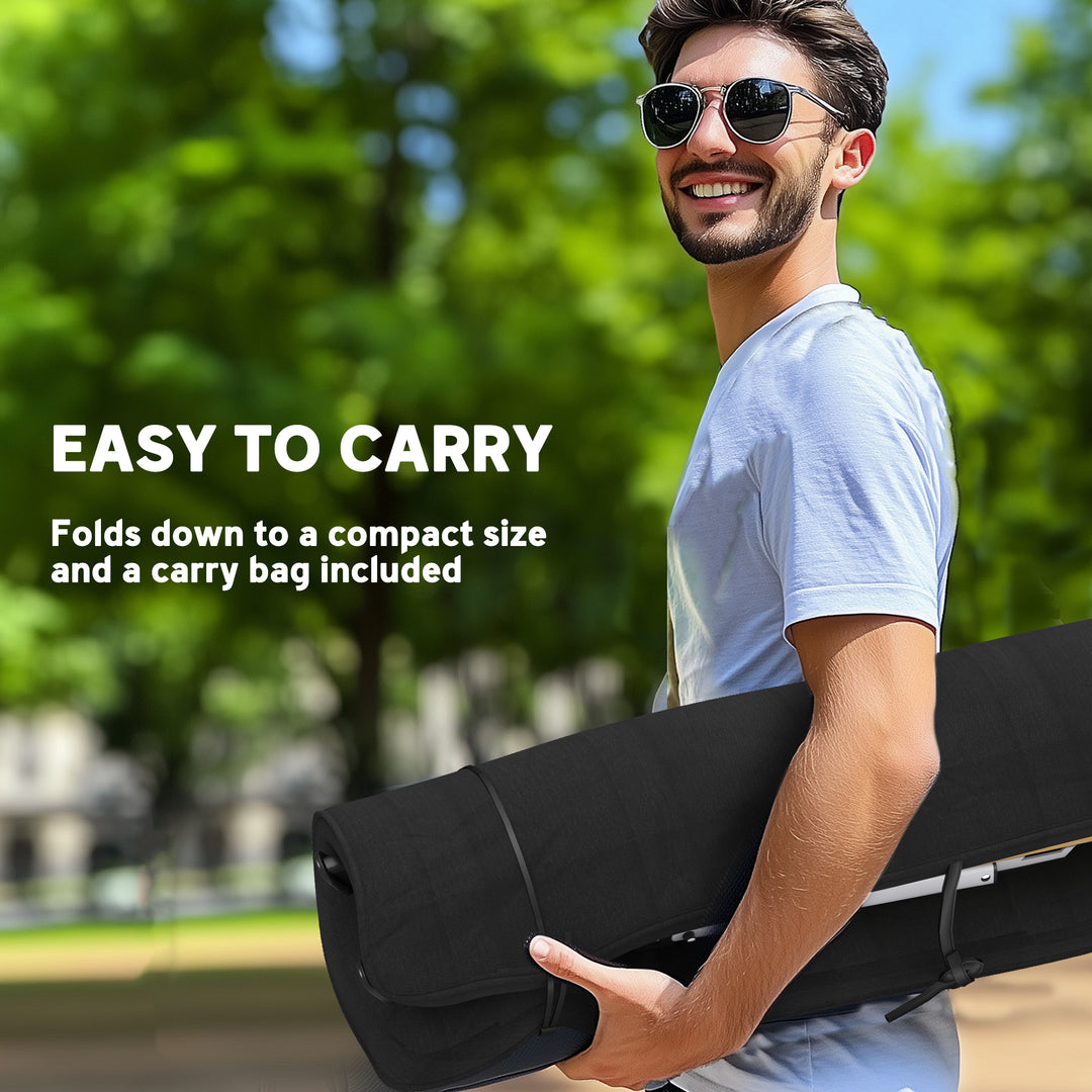 Outsunny Camping Chairs 2 Pack, Portable Folding Camp Chair with Padded Seat and Bag, Outdoor High Back Recliner, Black