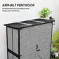Outsunny Outdoor Storage Cabinet, Wood Garden Shed with Steel Frame, Asphalt Roof, 2 Shelves and Lockable Doors, Grey