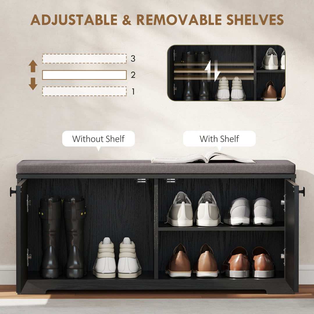 HOMCOM Shoe Storage Bench with Padded Seat, Entryway Bench Holds up to 352 lb, Shoe Organizer, 8 Pairs, Light Grey