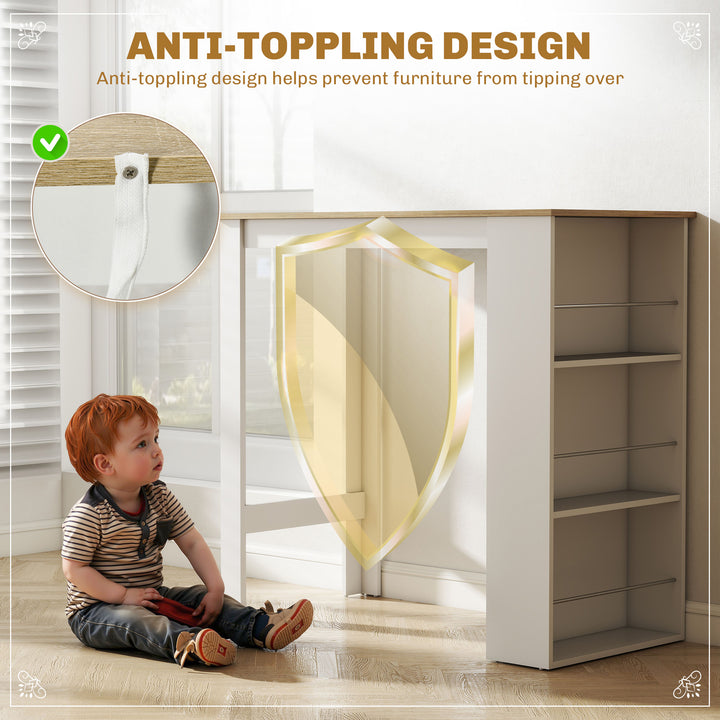 HOMCOM Bar Table Counter Height Dining Table with 3 Storage Shelves for Kitchen, Dining Room, Living Room, Natural