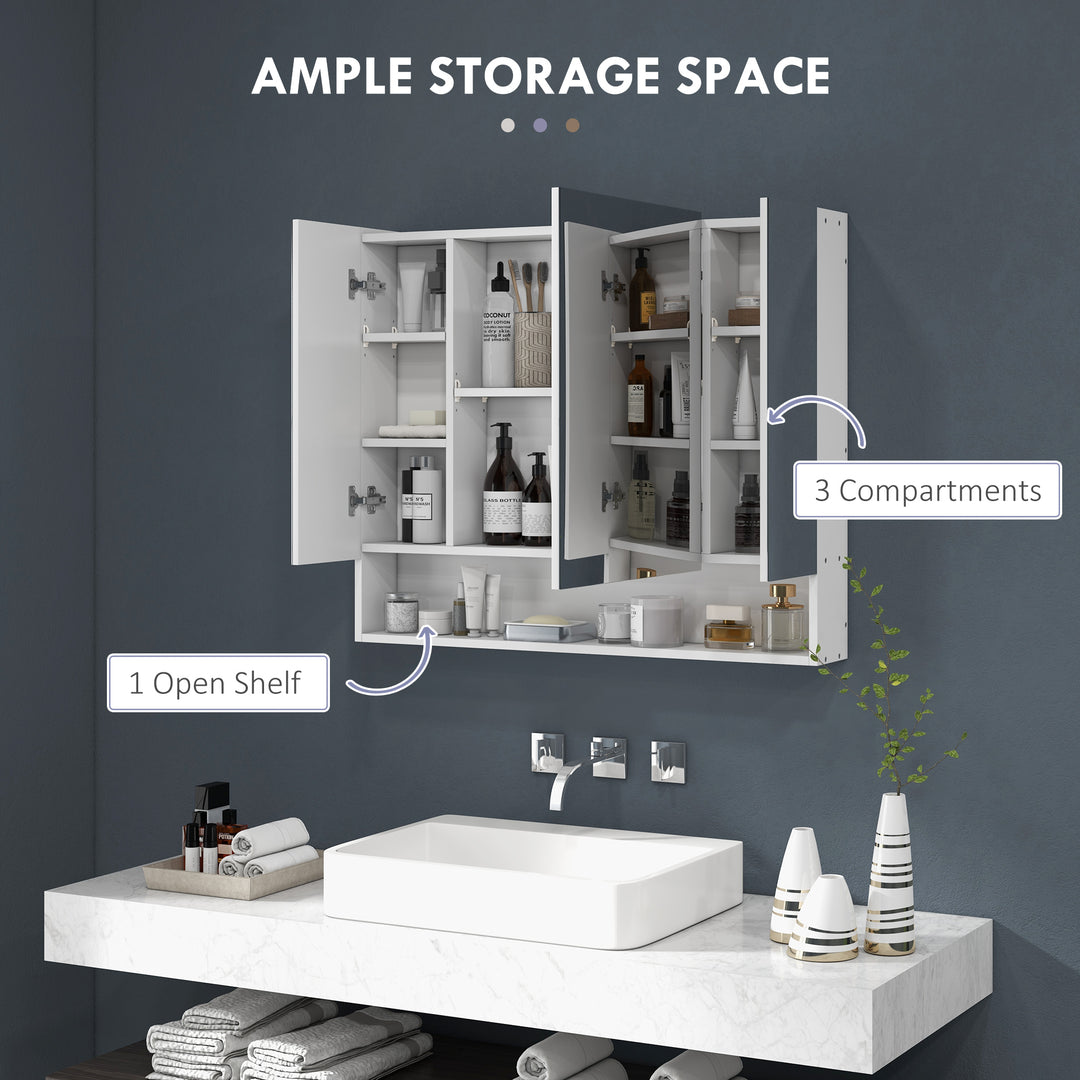 kleankin Wall Mounted Bathroom Medicine Cabinet with Mirror and Adjustable Shelves, Grey