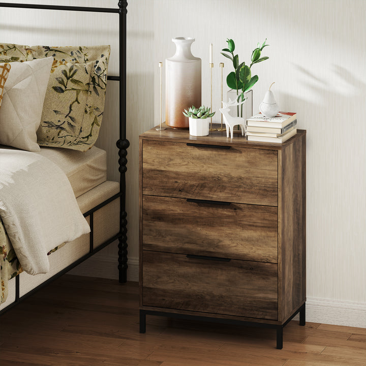 HOMCOM Dresser for Bedroom, 3 Drawer Dresser Tower, Chest of Drawers for Hallway, Entryway, Closet, Natural