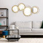 HOMCOM Metal Wall Art Gold Frame Circle Bathroom Mirror Decor Home Hanging Wall Sculptures for Living Room Bedroom Dining Room, 42.25" W x 22" H, Gold