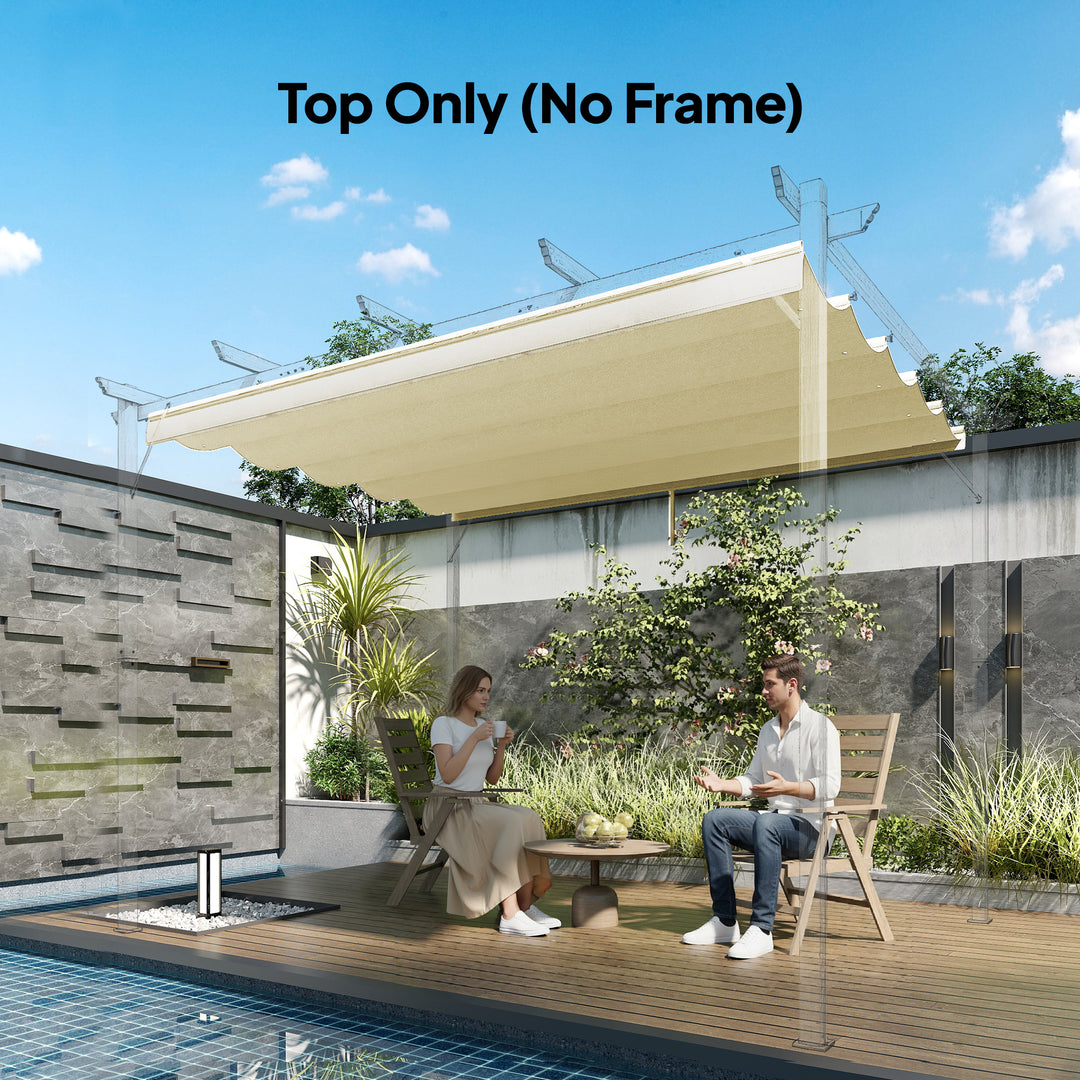 Outsunny 8.2' x 8.4' Retractable Pergola Canopy Replacement, Fit 10' x 10' Frame, Pergola Cover Replacement Top Only, Cream White