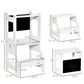 Qaba 2-in-1 Kids Kitchen Helper Step Stool, Detachable Toddler Table and Chair Set, Children Standing Tower for Kitchen Counter with Safety Rail Chalkboard, White