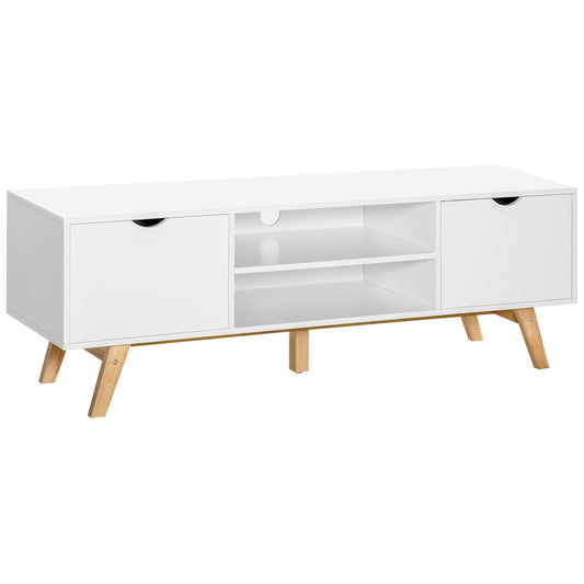 HOMCOM Modern Wooden TV Stand with 2 Storage Cabinet Stand for TV's up to 65" for Living Room Office, Storage Entertainment Center, White