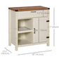 HOMCOM Rustic Barn Door Storage Cabinet Modern Farmhouse Buffet Sideboard for Kitchen and Dining Room White