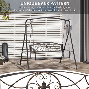 Outsunny 2 Seater Porch Swing Chair, Weather Resistant Outdoor Swing Seat with Metal Frame for Garden, Backyard, Lawn, Black