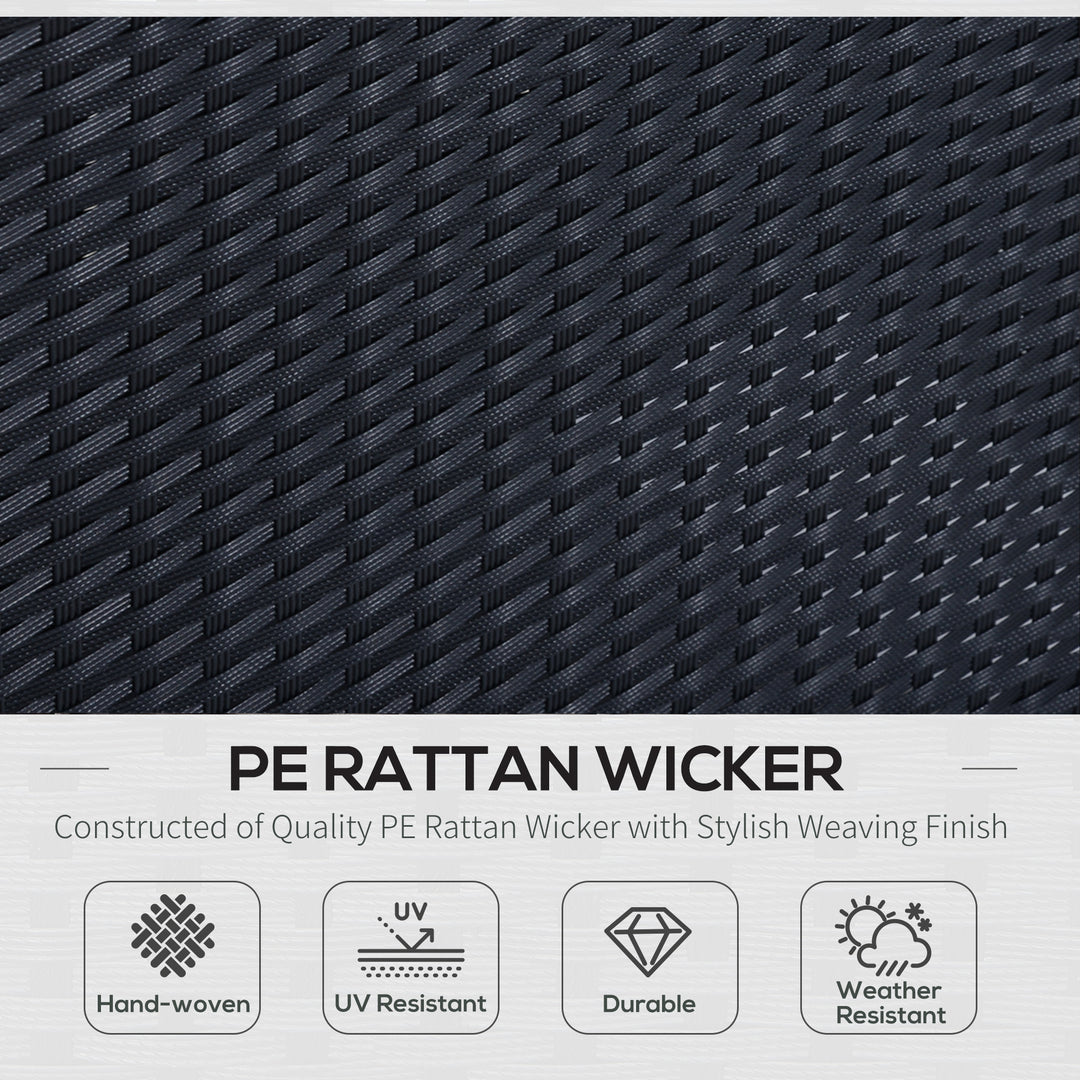 Outsunny 6pcs Outdoor Rattan Sofa Set Garden Wicker Sectional Couch Furniture Set with Dining Table and Chair White