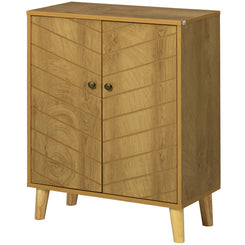 HOMCOM Storage Cabinet with Doors, Cupboard Organization with Shelf and Wood Legs, Storage Solution for Living Room, Bathroom