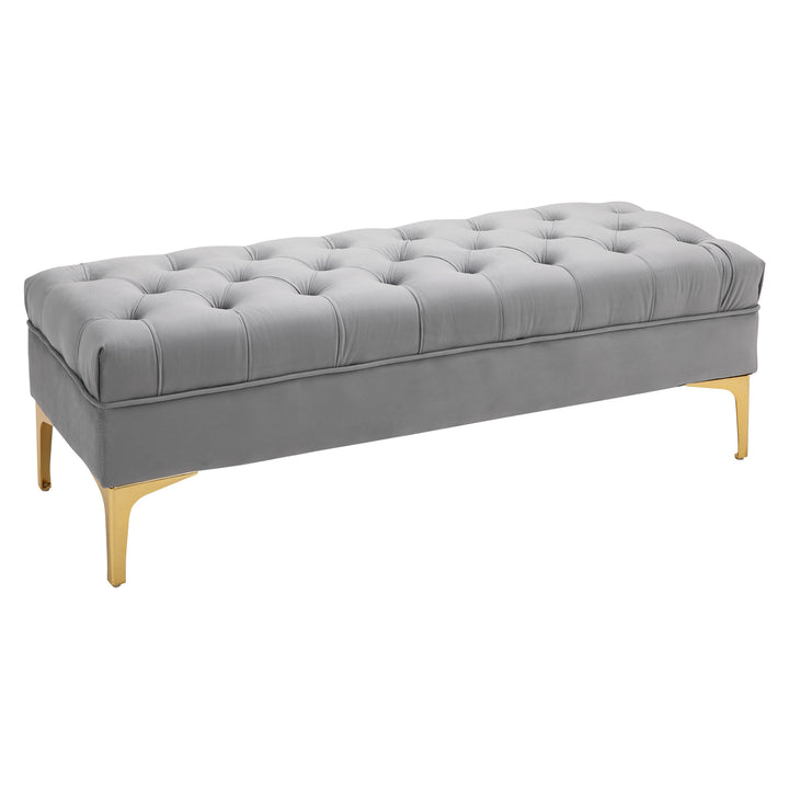 HOMCOM End of Bed Bench, Upholstered Bench, Entryway Shoe Bench with Button Tufted for Living Room, Bedroom, Grey