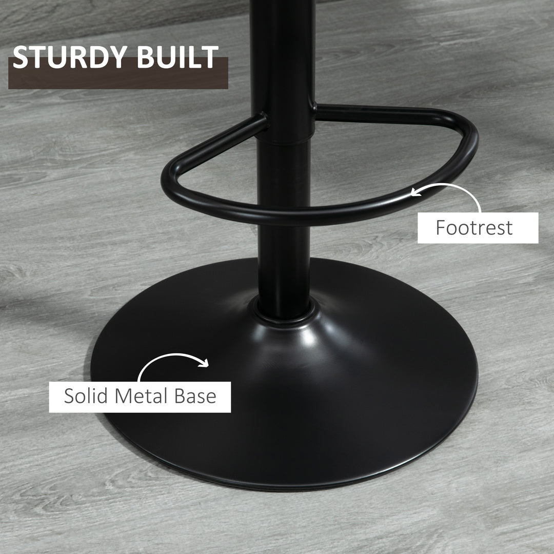 HOMCOM Adjustable Bar Stools Set of 2, Leathaire Swivel Barstools with Back and Footrest, Upholstered Bar Chairs for Kitchen, Dining Room, Home Pub, Brown