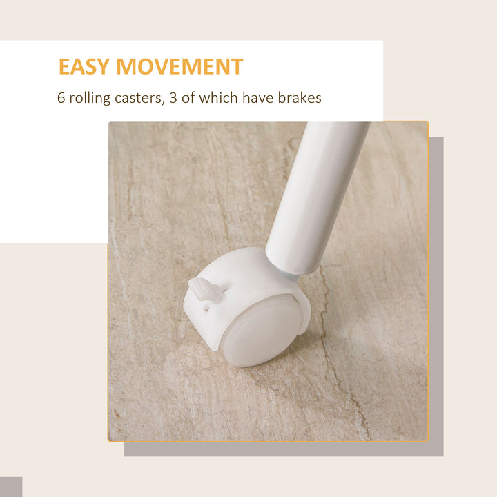 HOMCOM Foldable Computer Desk with Drawers, Executive Student Table with Storage Shelf, 6 Wheels for Bedroom Home Office Workstation, Natural