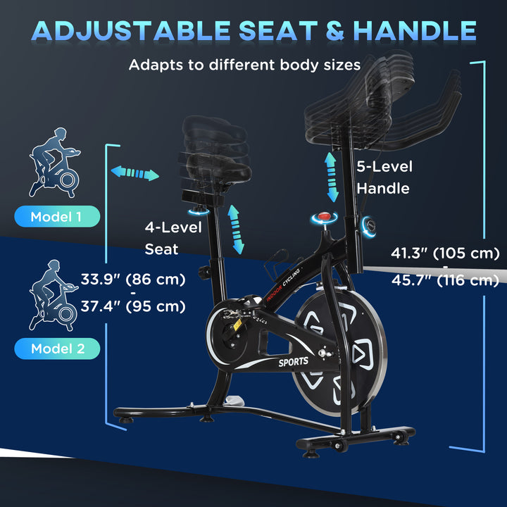 Soozier Exercise Bike, Stationary Bike with LCD Display, Indoor Cycling Bike for Home Workout, with 6kg Flywheel, Black