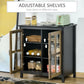 HOMCOM Kitchen Sideboard, Glass Door Buffet Cabinet, Accent Storage Cabinet with 2 Glass Doors and Adjustable Shelf for Dining Room, Living Room, Black Wood Grain
