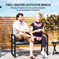 Outsunny 2 Seater Outdoor Bench, Rattan Garden Bench Loveseat with Cushion, Armrests, Steel Frame for Patio, Porch, Light Grey