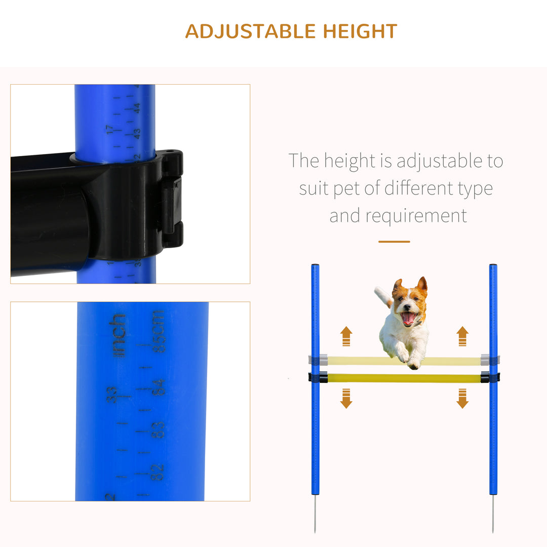PawHut Dog Agility Starter Kit Pet Outdoor Exercise Training Set Tunnel 4 Weave Poles High Jumper