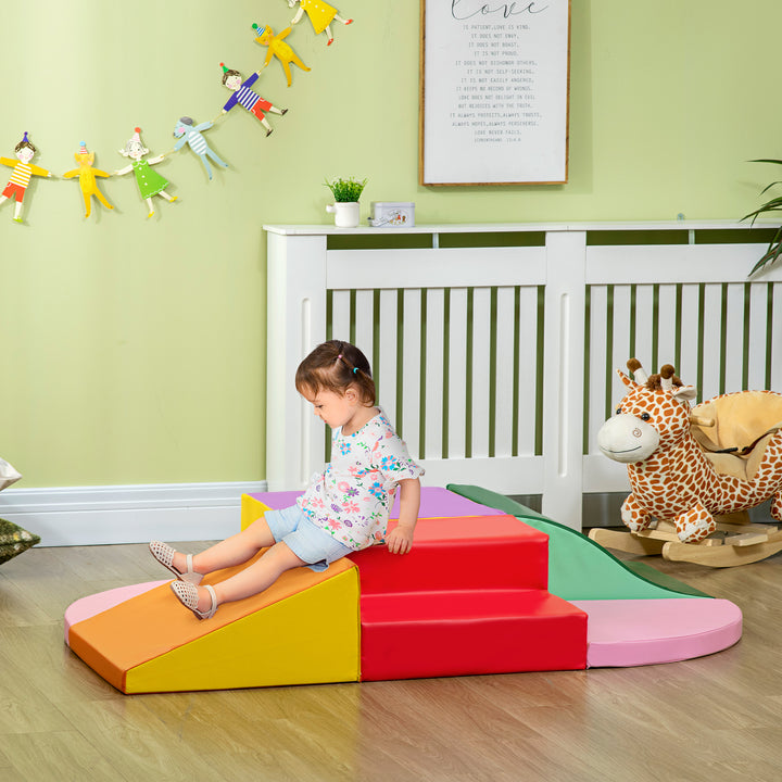 Qaba 6-Piece Soft Play for 12-36 Months Toddlers to Climb, Crawl, Slide, Blue, Green