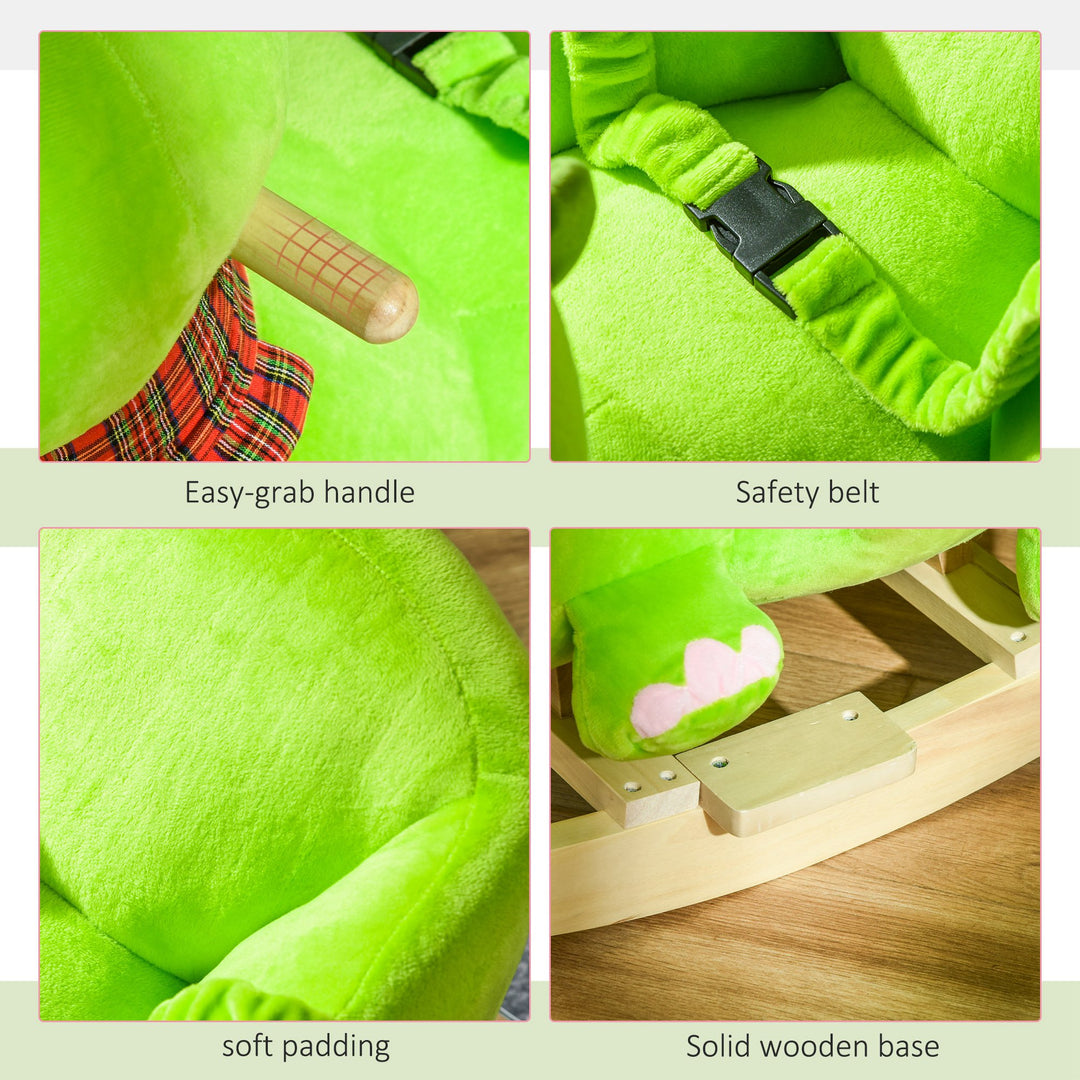 Qaba baby rocking horse Kids Interactive 2-in-1 Plush Ride-On Stroller Rocking Dinosaur With Nursery Song Rocking Horse 18+ months