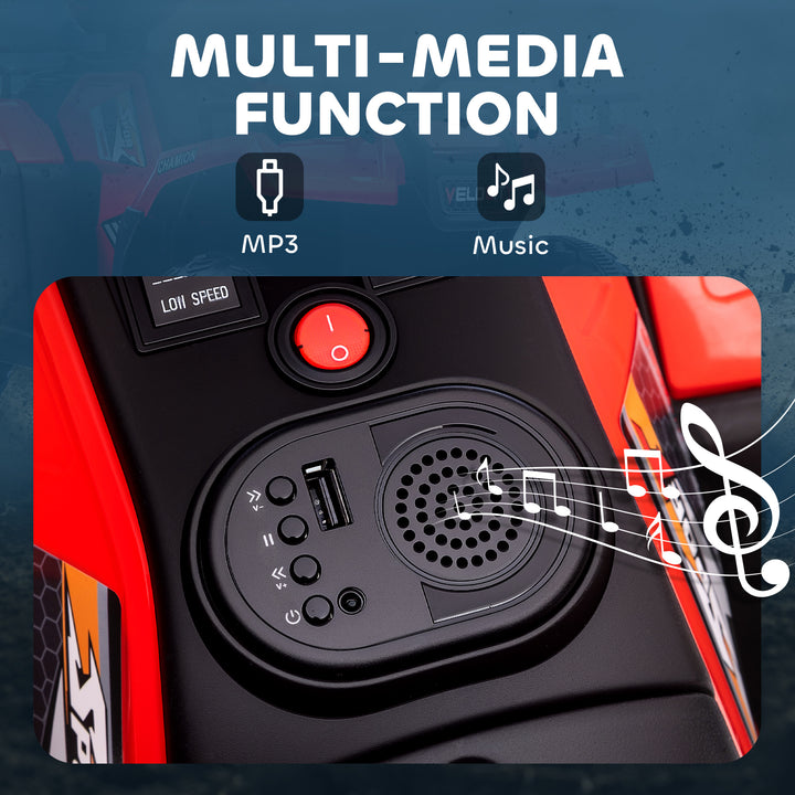 Aosom 12V Kids ATV Quad, 4 Wheeler Battery Powered Electric Vehicle with Music MP3, Headlights, High Low Speed, Treaded Tires, for Boys and Girls Ages 37-60 Months, Pink