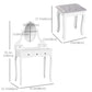 HOMCOM Vanity Desk with Stool, Makeup Vanity with 360Â° Rotating Oval Mirror, 5 Drawers and Padded Seat, Dressing Table for Bedroom, Black