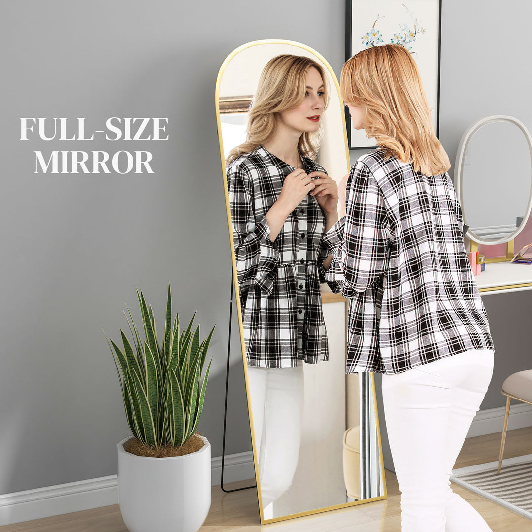 HOMCOM Arched Standing Mirror, 64" x 20" Full Length Mirror, Free Standing or Wall Mounted for Living Room, Bedroom, Black