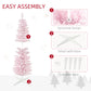HOMCOM 6ft Flocked Christmas Tree, Pencil Artificial Christmas Tree with Realistic Branches, Pink