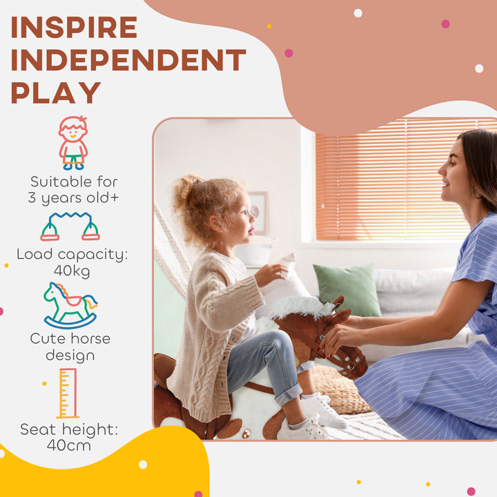 Qaba Kids Rocking Horse Ride on Toy for Toddler 3 year old with Nursery Rhyme Music and Light