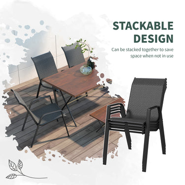 Outsunny Four-Piece Stacking Rattan Outdoor Dining Chairs Set - Grey