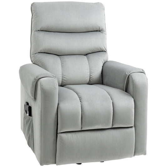 HOMCOM Lift Chair for Elderly, Massage Recliner Chair with 8 Vibration Points, Footrest, Remote Control, Side Pockets, Grey