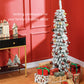 HOMCOM 5ft Snow-Flocked Artificial Christmas Tree, Slim Pencil Xmas Tree with 301 Realistic Branches, Metal Base, Pink