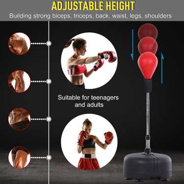 Soozier Adjustable Height Free Standing Boxing Bag Set with 6 Suction Cups and Boxing Gloves, for Exercise Training