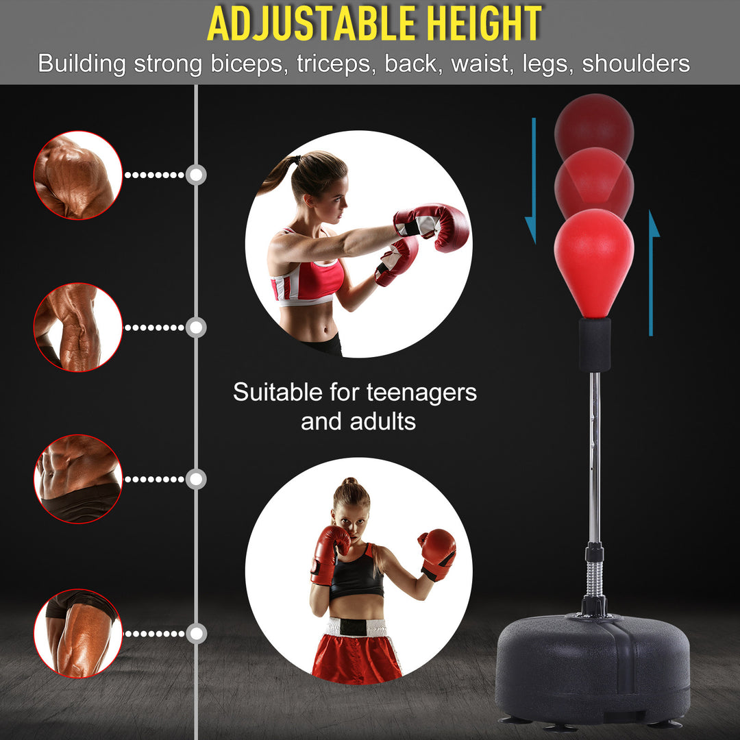 Soozier Adjustable Height Free Standing Boxing Bag Set with 6 Suction Cups and Boxing Gloves, for Exercise Training