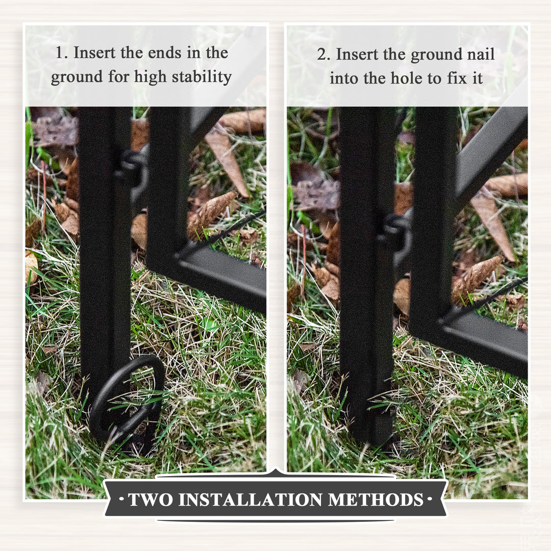 Outsunny 7FT Metal Garden Arch with Gate Climbing Planter Frame Backyard Decor for Vines Morning Glory Black